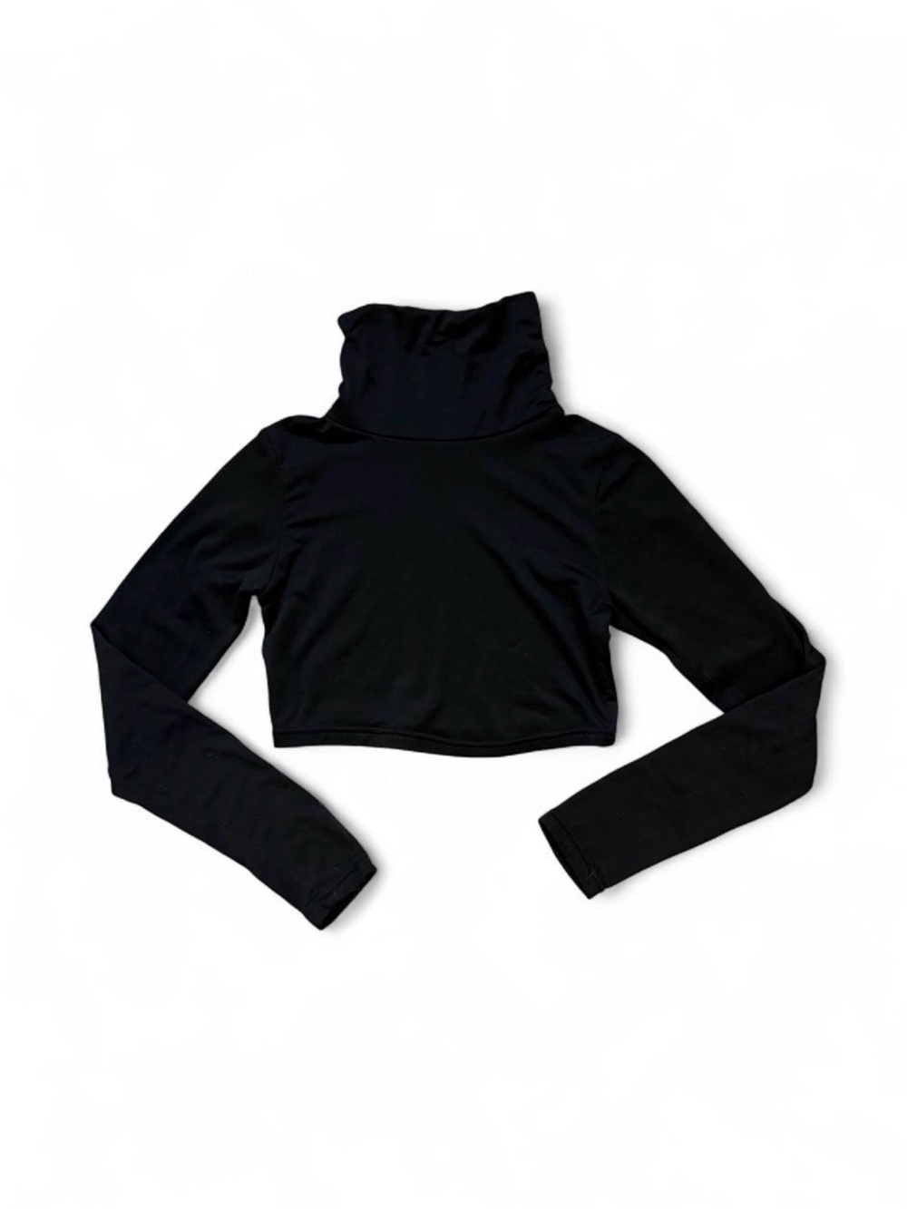 Black Long Sleeve Turtleneck Crop Top